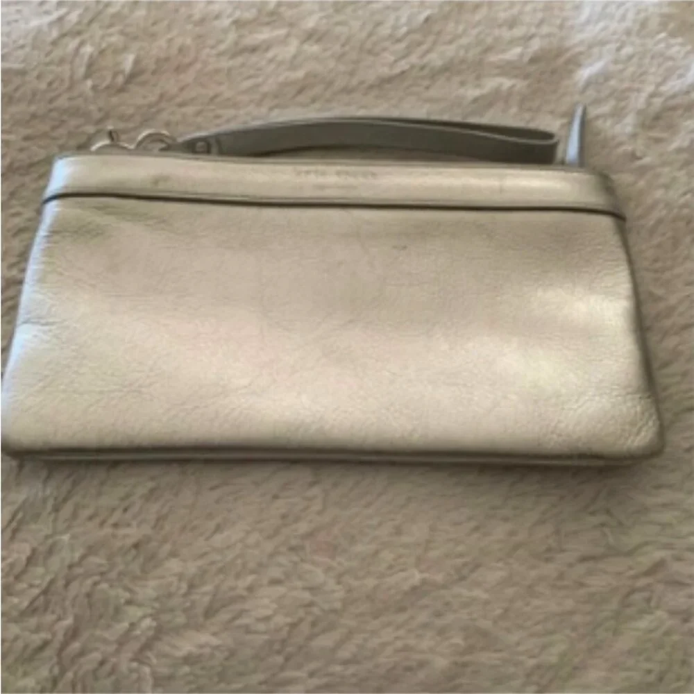 KATE SPADE Metallic Gold Soft Leather Zipper Cosmetic Case - Picture 11 of 13